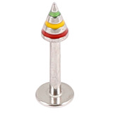 Steel Labret with Steel Saturn Cone 1.2mm 10 / green yellow red combination