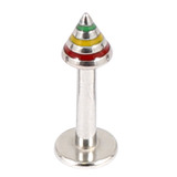 Steel Labret with Steel Saturn Cone 1.6mm 6 / green yellow red combination