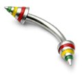 Steel Micro Curved Barbell with Steel Saturn Cones 1.2mm 8mm / green yellow red combination