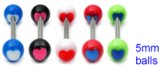 Acrylic Sweetheart Barbell 1.6x14mm (most popular) / 5 / Pack of all 5 shown
