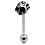 Steel Flaming Skull Barbell 1.6mm, 14mm, Black