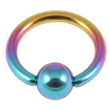Titanium BCR with Titanium Ball 1.6mm gauge 1.6mm, 16mm, (5mm) Rainbow