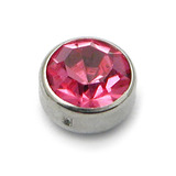 Steel Clip in Jewelled Disk (Flat Back) 3mm, Pink