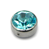 Steel Clip in Jewelled Disk (Flat Back) 4mm, Light Blue