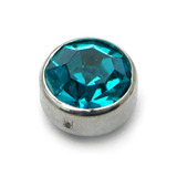 Steel Clip in Jewelled Disk (Flat Back) 4mm, Turquoise