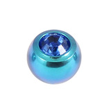 Titanium Threaded Jewelled Balls 1.6x6mm Turquoise metal, Sapphire Blue Gem