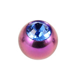 Titanium Threaded Jewelled Balls 1.6x6mm Purple metal, Sapphire Blue Gem