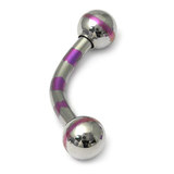 Steel Striped Micro Curved Barbell 1.2mm 1.2x10mm / Polished and Purple