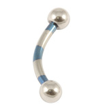 Steel Striped Micro Curved Barbell 1.2mm 1.2x10mm / Polished and Blue