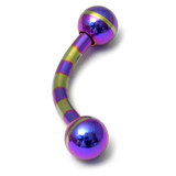 Steel Striped Micro Curved Barbell 1.2mm 1.2x10mm / Petrol and Gold