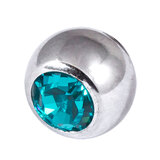 Titanium Threaded Jewelled Balls 1.6x6mm Mirror Polish metal, Turquoise Gem