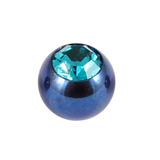 Titanium Threaded Jewelled Balls 1.6x6mm Blue metal, Turquoise Gem