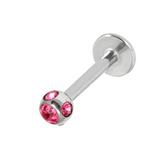 Steel Multi-Gem Jewelled Labret 1.2mm 1.2mm, 6mm, 3mm, Pink