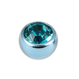 Titanium Threaded Jewelled Balls 1.6x6mm Ice Blue metal, Turquoise Gem