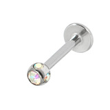 Steel Multi-Gem Jewelled Labret 1.2mm 1.2mm, 6mm, 3mm, Crystal AB