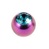 Titanium Threaded Jewelled Balls 1.6x6mm Purple metal, Turquoise Gem