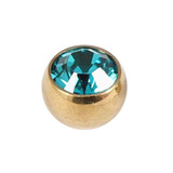 Titanium Threaded Jewelled Balls 1.6x6mm Gold metal, Turquoise Gem