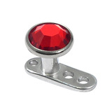 Titanium Dermal Anchor with Jewelled Disk Top (4mm diameter - standard) 2.5mm, Red (Standard height)