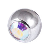 Titanium Threaded Jewelled Balls 1.6x6mm Mirror Polish metal, Crystal AB Gem