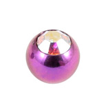 Titanium Threaded Jewelled Balls 1.6x6mm Purple metal, Crystal AB Gem