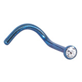 Titanium Jewelled Nose Stud - 2mm jewel 1.0mm, Blue, Crystal Clear