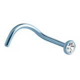 Titanium Jewelled Nose Stud - 2mm jewel 1.0mm, Ice Blue, Crystal Clear