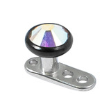 Titanium Dermal Anchor with Black Titanium Jewelled Disk Top 1.6mm, 2.5mm, 4mm Crystal AB