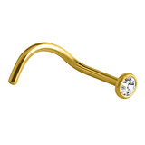 Titanium Jewelled Nose Stud - 2mm jewel 1.0mm, Gold, Crystal Clear