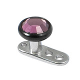 Titanium Dermal Anchor with Black Titanium Jewelled Disk Top 1.6mm, 2.5mm, 4mm Purple
