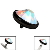 Black Titanium Jewelled Disk for Internal Thread shafts in 1.6mm (1.2mm). Also fits Dermal Anchor Black Titanium, 4mm, Crystal AB