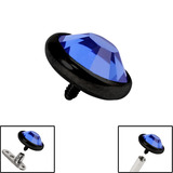 Black Titanium Jewelled Disk for Internal Thread shafts in 1.6mm (1.2mm). Also fits Dermal Anchor Black Titanium, 4mm, Sapphire Blue