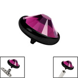 Black Titanium Jewelled Disk for Internal Thread shafts in 1.6mm (1.2mm). Also fits Dermal Anchor Black Titanium, 4mm, Purple