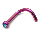 Titanium Jewelled Nose Stud - 2mm jewel 1.0mm, Purple, Light Blue