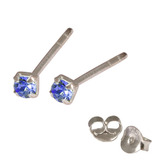 Silver Crystal Studs ST11 - ST12 - ST13 - Claw Set Sapphire Blue / ST12. Claw set. 2.0mm jewel