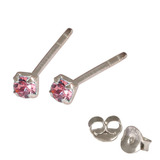 Silver Crystal Studs ST11 - ST12 - ST13 - Claw Set Pink / ST12. Claw set. 2.0mm jewel