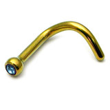 Titanium Jewelled Nose Stud - 2mm jewel 1.0mm, Gold, Light Blue