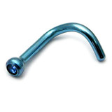 Titanium Jewelled Nose Stud - 2mm jewel 1.0mm, Ice Blue, Sapphire Blue