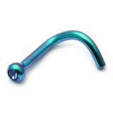 Titanium Jewelled Nose Stud - 2mm jewel 1.0mm, Turquoise, Sapphire Blue
