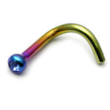 Titanium Jewelled Nose Stud - 2mm jewel 1.0mm, Rainbow, Sapphire Blue