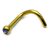 Titanium Jewelled Nose Stud - 2mm jewel 1.0mm, Gold, Sapphire Blue