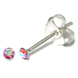 Silver Crystal Studs ST1 - ST2 - ST3 ST2, 2mm, 1 Pair Rose AB