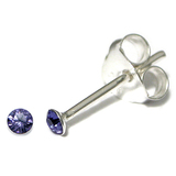 Silver Crystal Studs ST1 - ST2 - ST3 ST2, 2mm, 1 Pair Tanzanite
