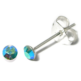 Silver Crystal Studs ST1 - ST2 - ST3 ST3, 2.5mm, 1 Pair Aqua AB