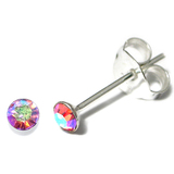 Silver Crystal Studs ST1 - ST2 - ST3 ST3, 2.5mm, 1 Pair Rose AB