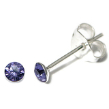 Silver Crystal Studs ST1 - ST2 - ST3 ST3, 2.5mm, 1 Pair Tanzanite