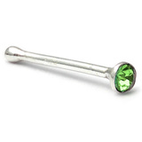 Silver Crystal Stud ST17 - Nose Bones ST17, 1.6mm, 1 Pair of Lt Green