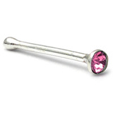 Silver Crystal Stud ST17 - Nose Bones ST17, 1.6mm, 1 Pair of Pink