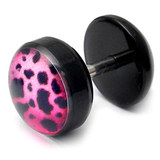 Acrylic Logo Fake Plug 1.2mm, 5mm, 8mm, Cyber Skin - Pink Logo