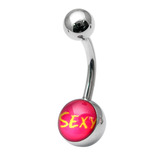 Steel Logo Belly Bars - Words Sexy (pink)