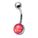 Steel Logo Belly Bars - Words Porn Star (pink)